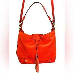 Milly Coral Leather Shoulder Bag with Crossbody Strap